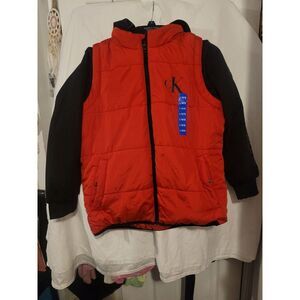 Calvin Klein Youth Hybrid Jacket Boys Red/Black L14/16 Puffer‎ Long Sleeves NWT